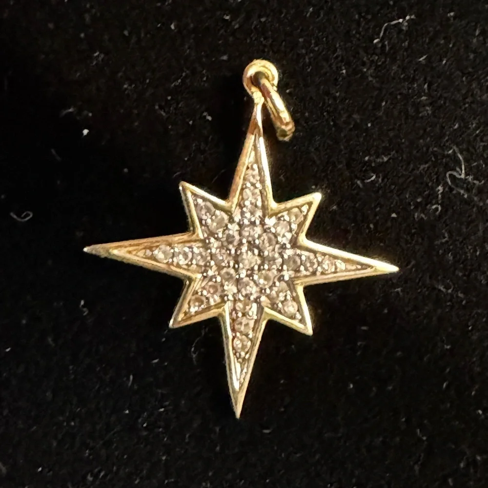 10k yellow gold diamond pave star pendant - Picture 1 of 5